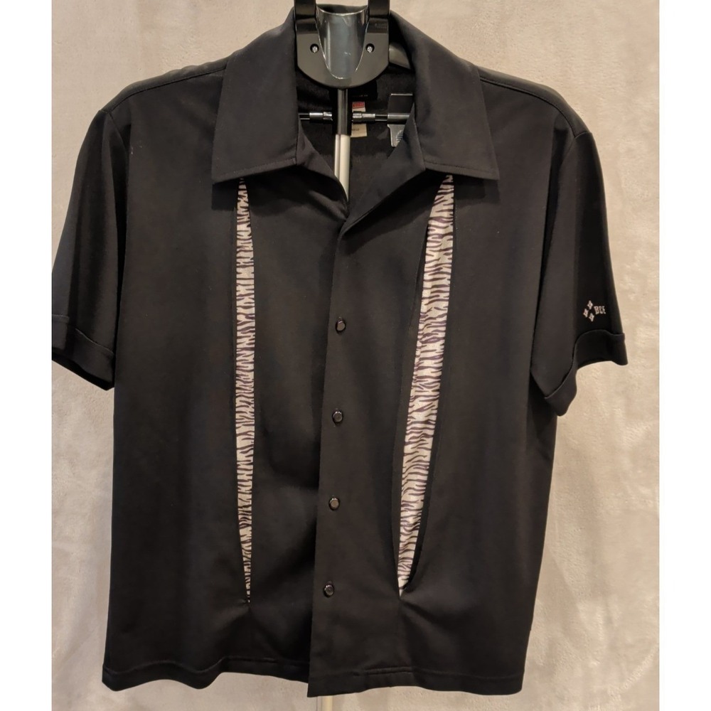 BC Ethic Shirt Mens Large Black Zebra Panel Bowling Rockabilly Retro‎ USA